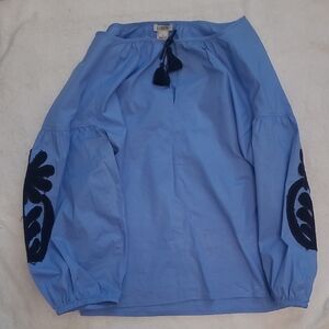 J. Crew Light Blue Blouse with Dark Accents
